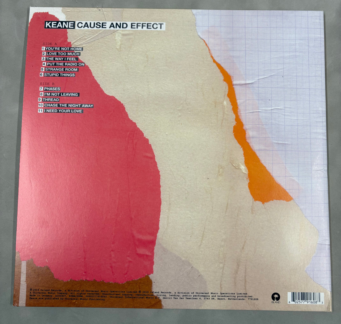 Tom Chaplin 'Keane' Signed Cause and Effect 12'' Vinyl with COA