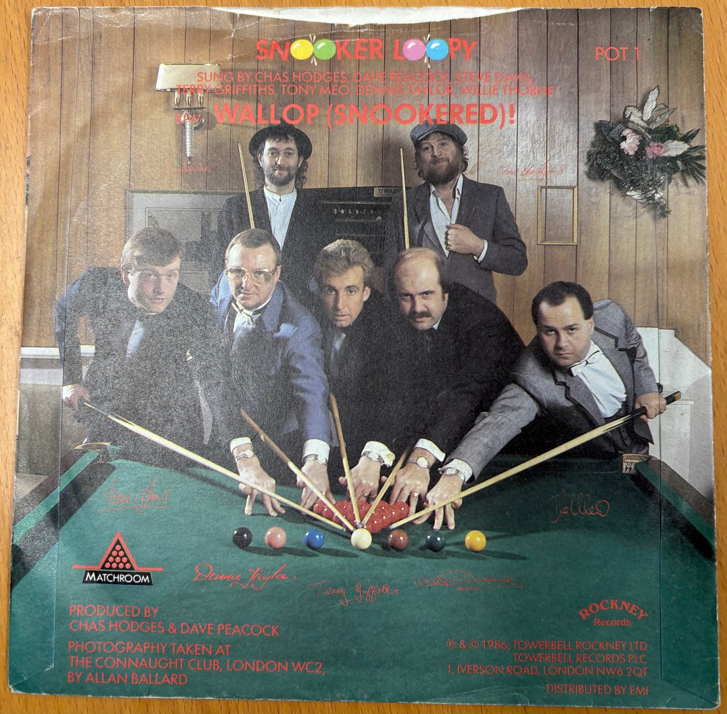The Matchroom Mob 'Snooker Loopy' Signed (Dennis Taylor, Steve Davis, Willie Thorne) 7'' Vinyl with COA