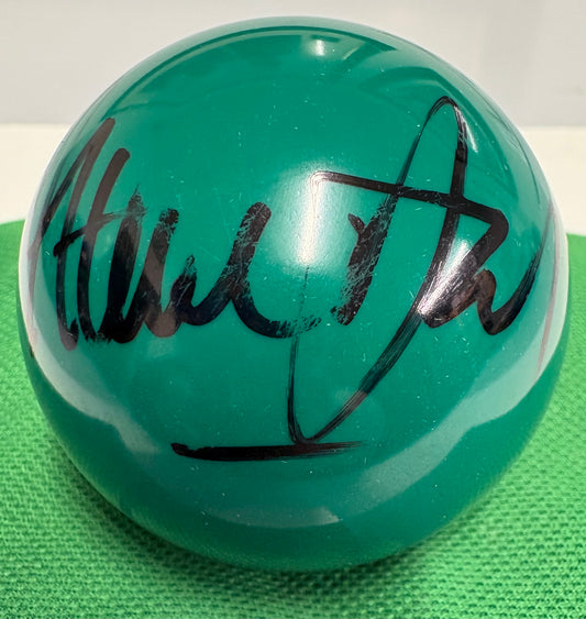 Steve Davis Signed GREEN Snooker Ball + Dealer COA