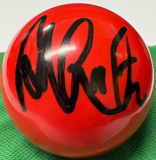 Ali Carter Signed RED Snooker Ball + Dealer COA