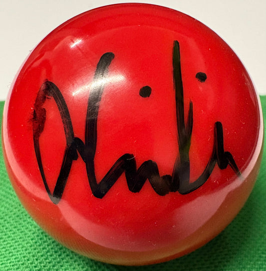 Oliver Lines Signed RED Snooker Ball + Dealer COA