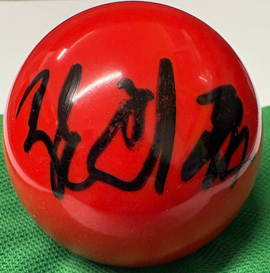 He Guoqiang Signed RED Snooker Ball + Dealer COA