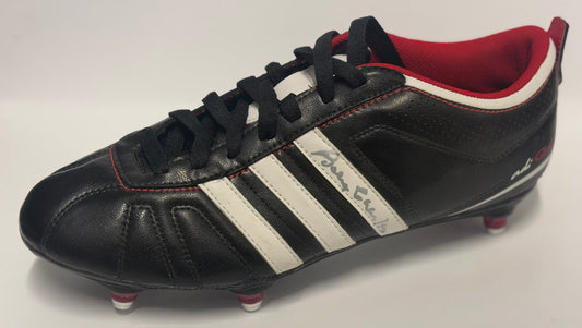 Sir Bobby Charlton- Manchester United FC Signed Black & White Adidas Football Boot with COA