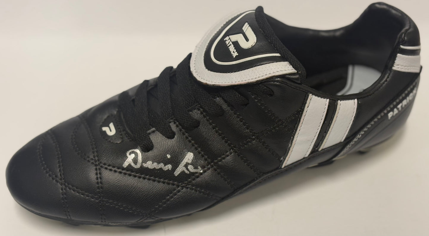 Denis Law- Manchester United FC Signed Black & White Football Boot with COA