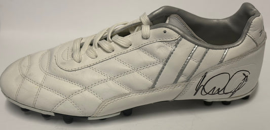 Ian Wright- Arsenal FC Signed White & Silver Patrick Football Boot with COA