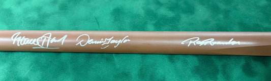 Steve Davis, Dennis Taylor & Ray Reardon Signed Classic Brown Snooker Cue with COA