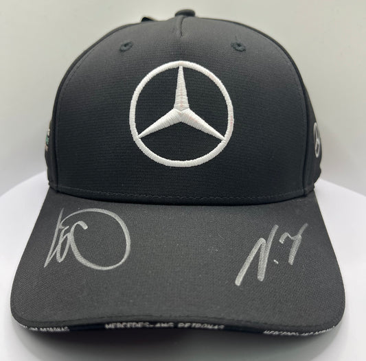 Lewis Hamilton & Valtteri Bottas Signed Mercedes AMG Petronas Black F1 Cap with COA