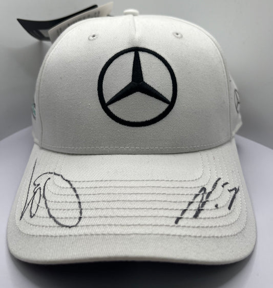 Lewis Hamilton & Valtteri Bottas Signed Mercedes AMG Petronas White F1 Cap with COA