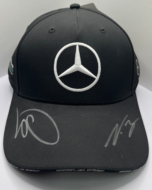 Lewis Hamilton & Valtteri Bottas Signed Mercedes AMG Petronas Black F1 Cap with COA