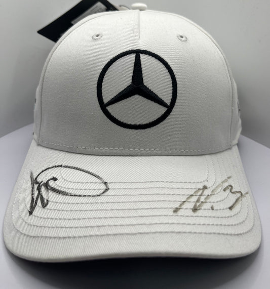 Lewis Hamilton & Valtteri Bottas Signed Mercedes AMG Petronas White F1 Cap with COA