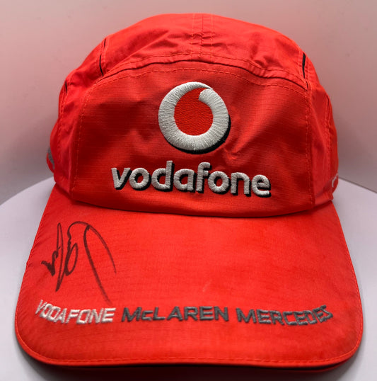 Formula One Legend Lewis Hamilton Signed Vodafone McLaren Mercedes Orange F1 Cap with COA