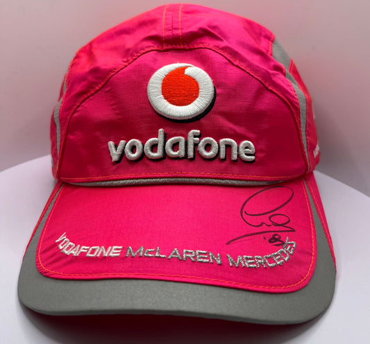 Formula One Legend Lewis Hamilton Signed Vodafone McLaren Mercedes Pink & Silver F1 Cap with COA
