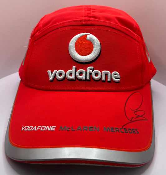 Formula One Legend Lewis Hamilton Signed Vodafone McLaren Mercedes Red F1 Cap with COA