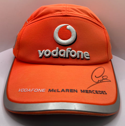 Formula One Legend Lewis Hamilton Signed Vodafone McLaren Mercedes Orange F1 Cap with COA