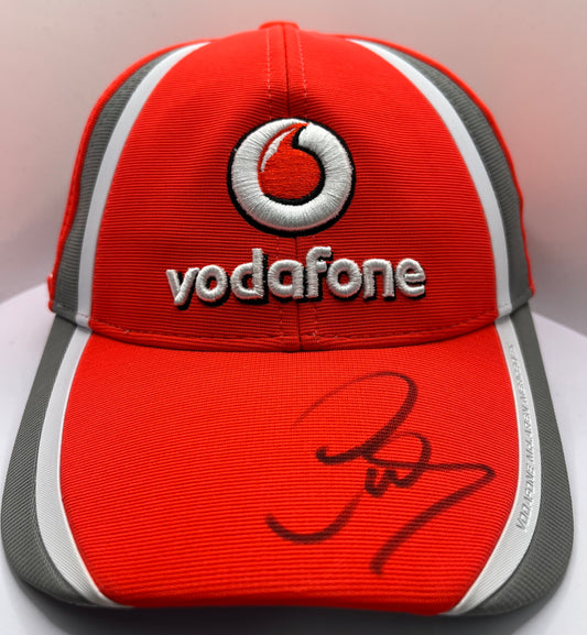 Formula One Legend Lewis Hamilton Signed Vodafone McLaren Mercedes Red, Grey & White F1 Cap with COA