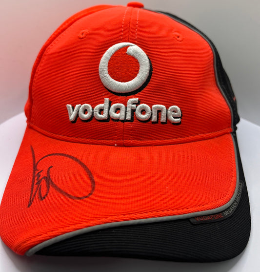 Formula One Legend Lewis Hamilton Signed Red & Black Vodafone McLaren Mercedes F1 Cap with COA