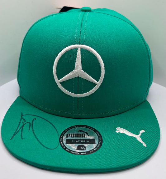 Lewis Hamilton Signed Mercedes AMG Petronas Green Flat-Brim F1 Cap with COA