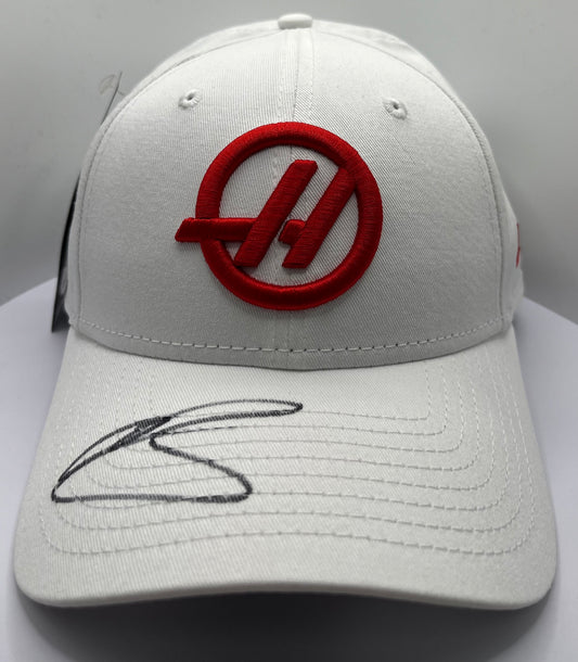Oliver Bearman - Formula One MoneyGram Haas Driver Signed White & Red F1 Cap with COA
