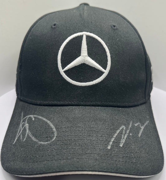 Lewis Hamilton & Valtteri Bottas Signed Mercedes AMG Petronas Black (White Trim) F1 Cap with COA