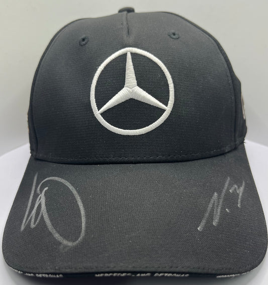 Lewis Hamilton & Valtteri Bottas Signed Mercedes AMG Petronas Black F1 Cap with COA