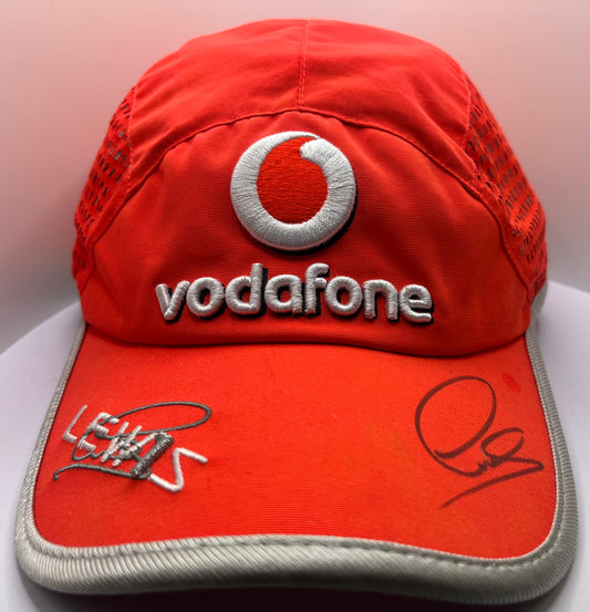 Formula One Legend Lewis Hamilton Signed Vodafone McLaren Mercedes Orange & Silver F1 Cap with COA