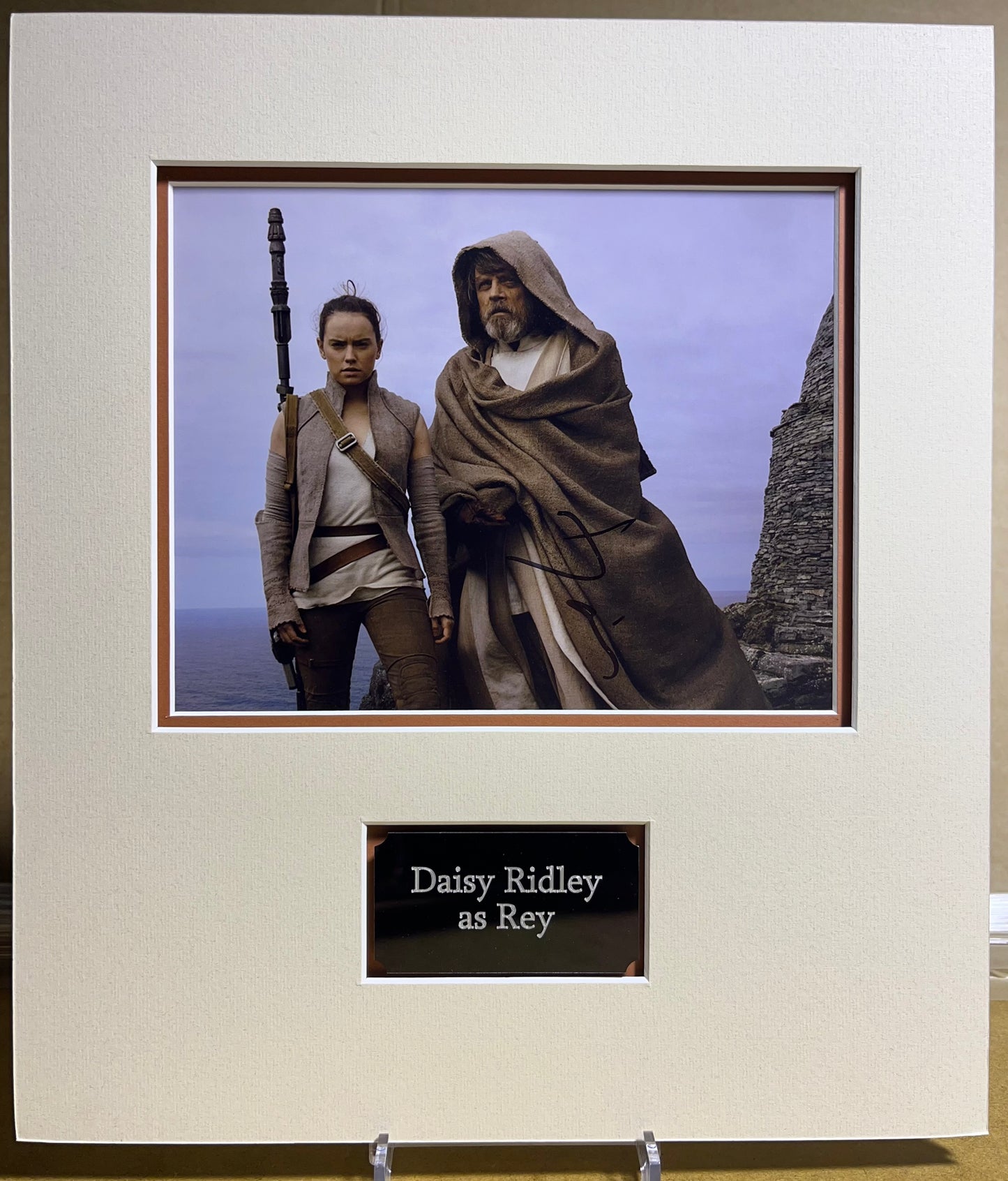 Daisy Ridley as Rey in the Star Wars Sequel Trilogy Films Signed & Mounted 10x8 Photo Display with COA