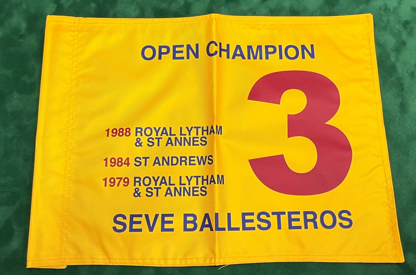 Seve Ballesteros Three-Time Open Golf Champion Unsigned Golf Flag (Yellow)