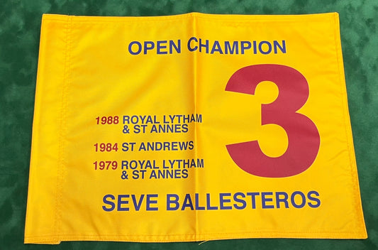 Seve Ballesteros Three-Time Open Golf Champion Unsigned Golf Flag (Yellow)