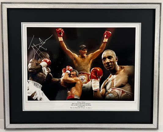 Johnny Nelson World Cruiserweight Boxing Champion Framed & Signed Display + Cert