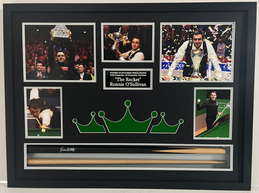 Ronnie O'Sullivan 'The Rocket' Snooker Legend Framed Signed Snooker Cue & Photo Display + Cert