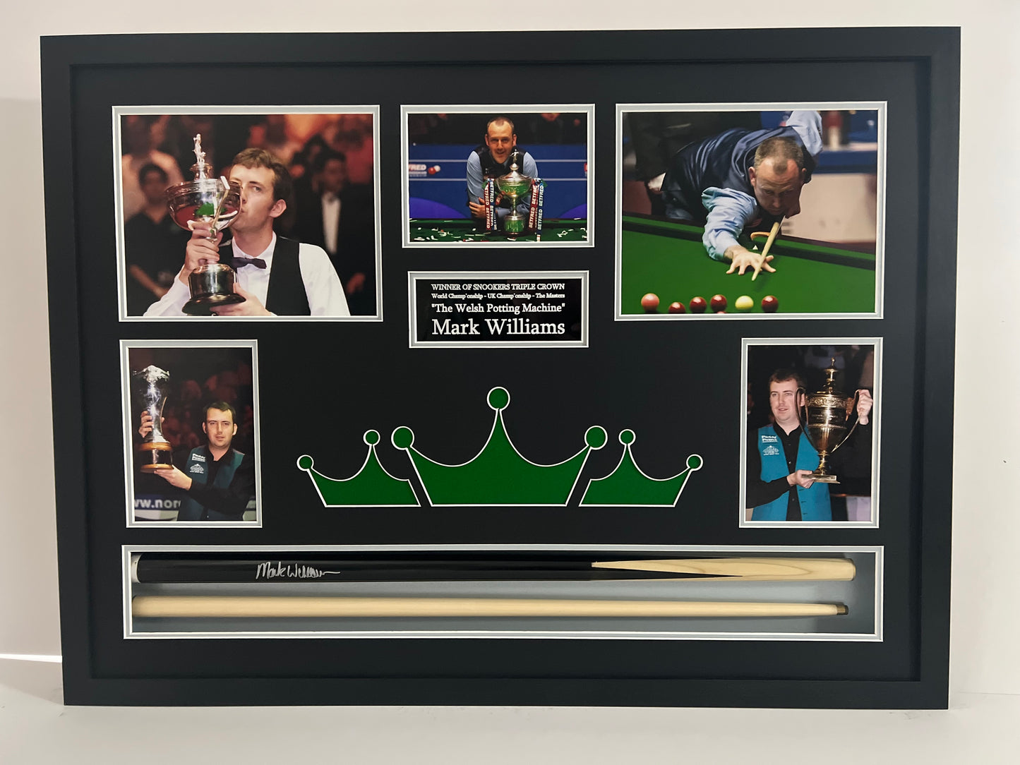 Mark Williams 'The Welsh Potting Machine' Framed Signed Snooker Cue & Photo Display + Cert