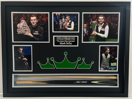 Mark Selby Triple Crown World Snooker Champion Framed Signed Snooker Cue Display + Cert