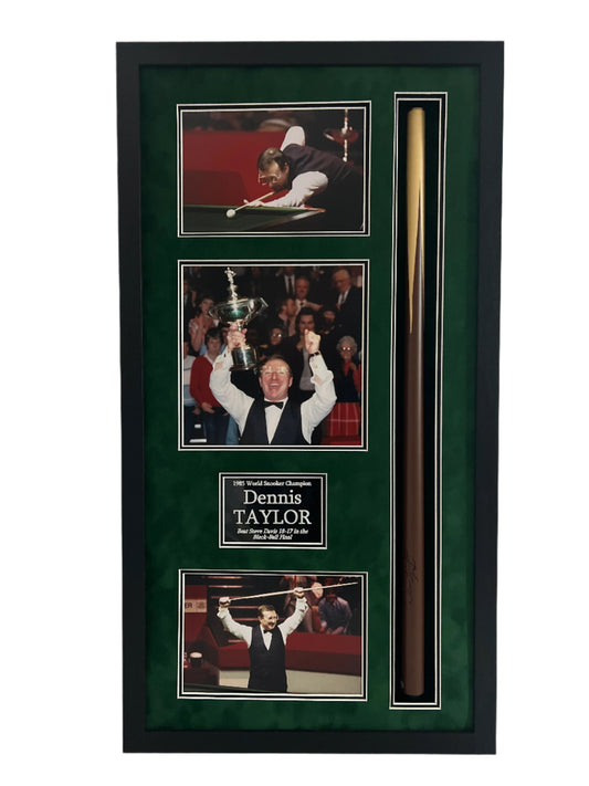 Dennis Taylor World Snooker Champion Framed Signed Snooker Cue Display + Cert