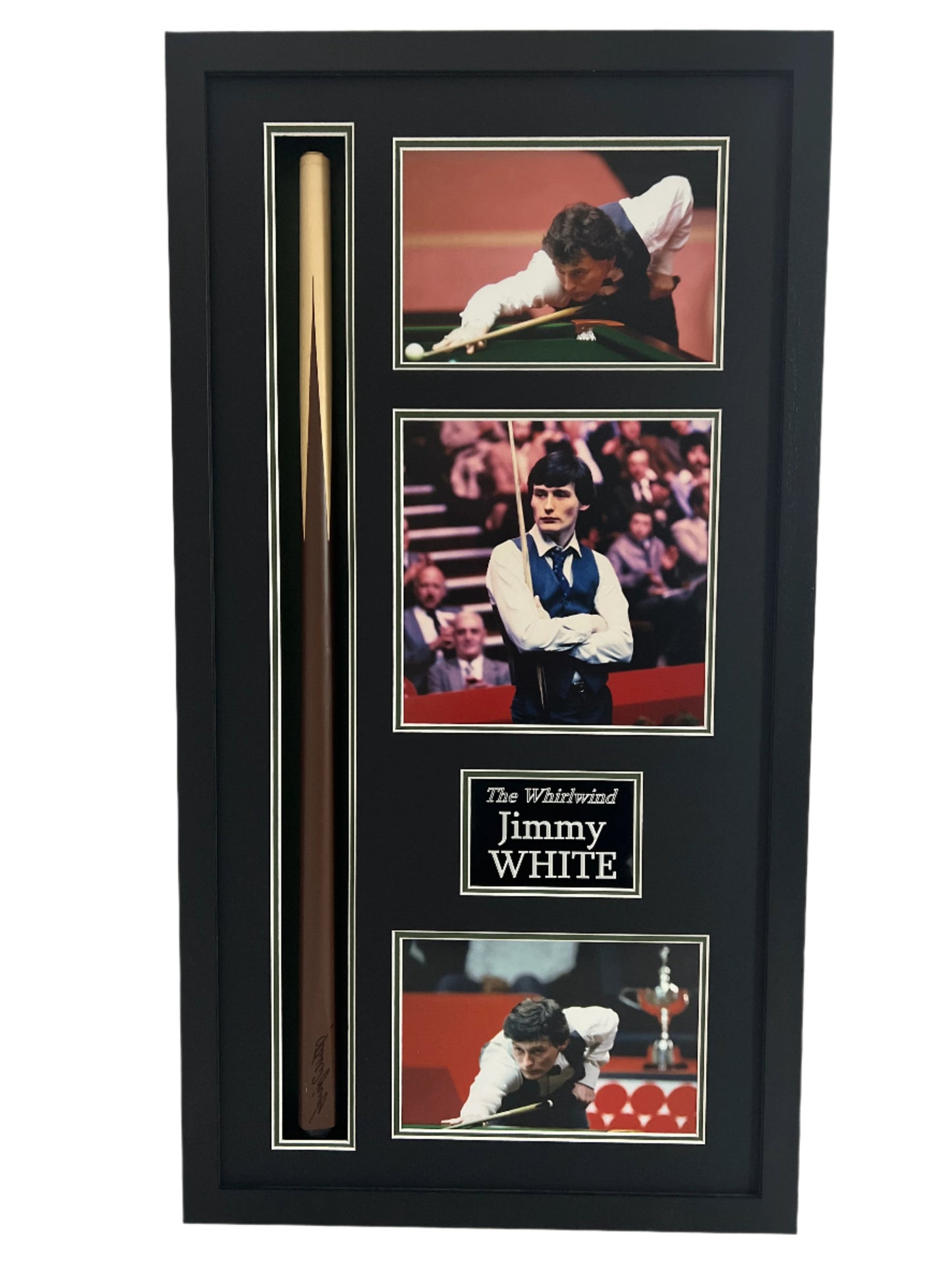 Jimmy White 'The Whirlwind' Framed Signed Snooker Cue Display + Cert