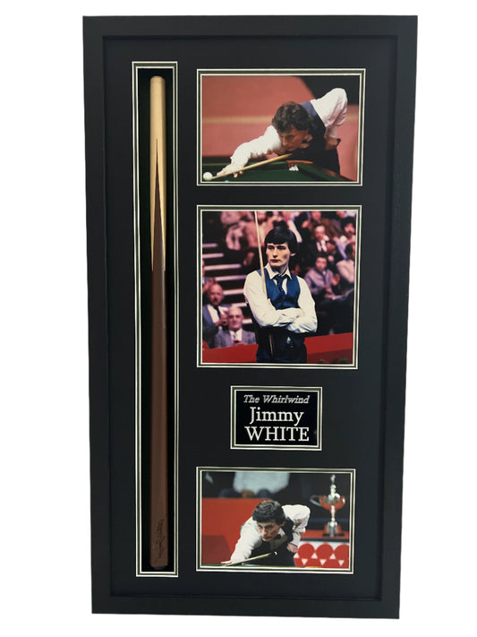 Jimmy White 'The Whirlwind' Framed Signed Snooker Cue Display + Cert