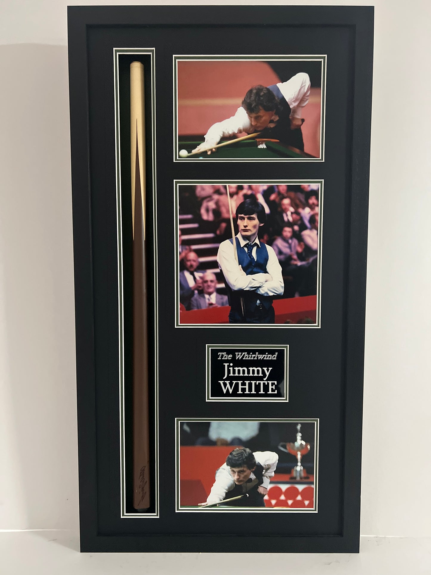 Jimmy White 'The Whirlwind' Framed Signed Snooker Cue Display + Cert