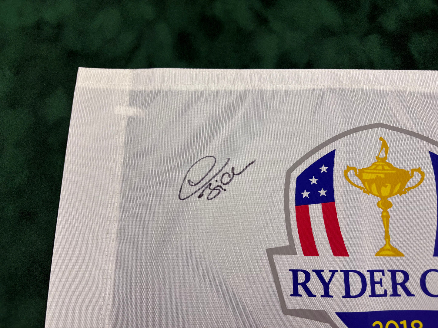 Thomas Bjørn Captain Signed 2018 Ryder Cup at Le Golf National Golf Flag + Cert