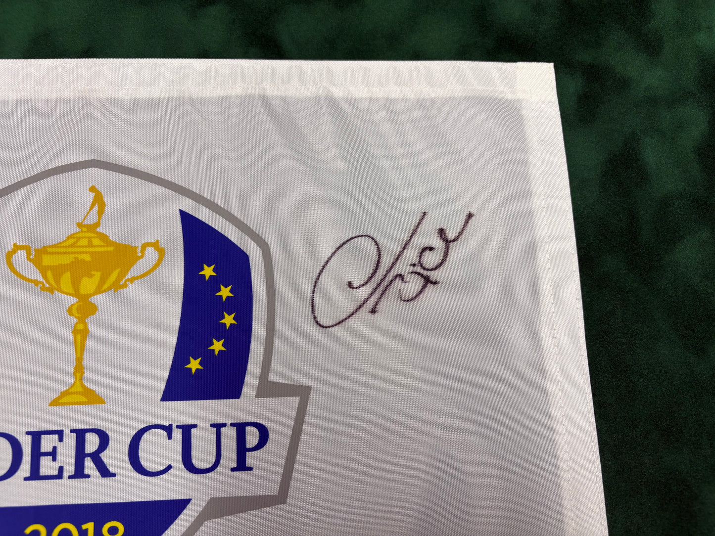 Thomas Bjørn Captain Signed 2018 Ryder Cup at Le Golf National Golf Flag + Cert