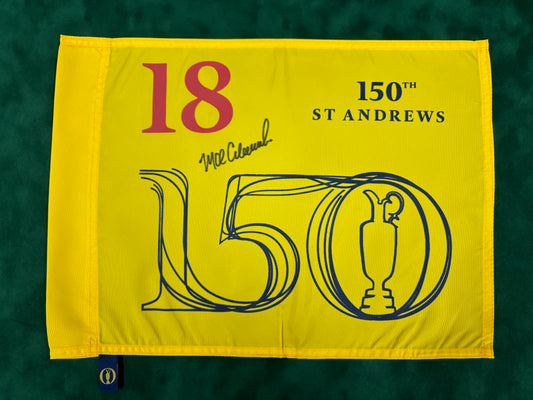 Mark Calcavecchia Signed 150th Open at St Andrews Golf Flag + Dealer COA