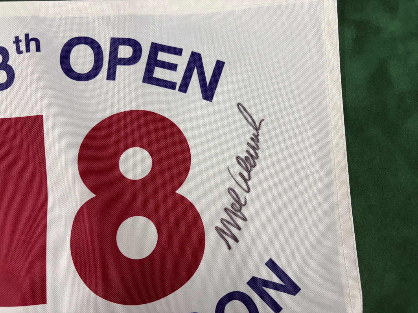 Mark Calcavecchia Winner Signed 118th Open at Royal Troon White Golf Flag + Cert