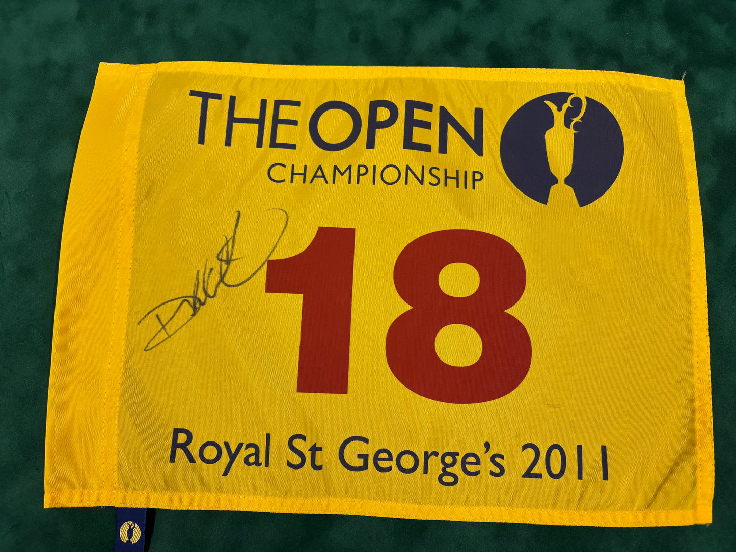 Darren Clarke Winner Signed 2011 Open at Royal St George's Golf Flag + Dealer COA
