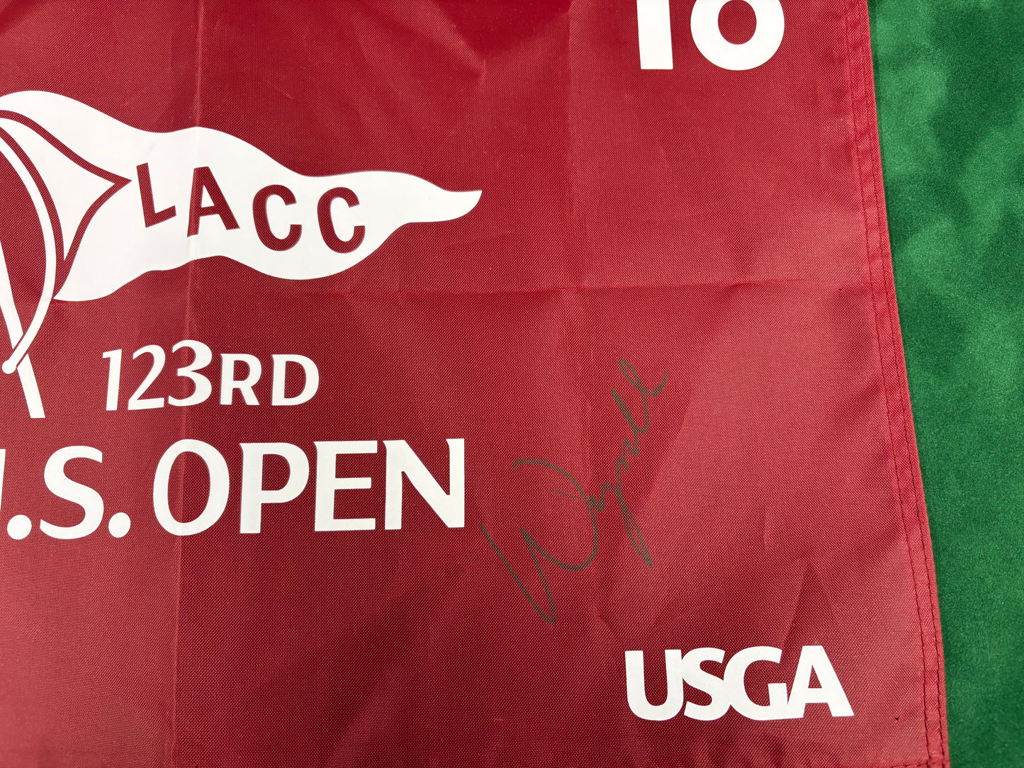 Wyndham Clark Winner Signed 123rd US Open at LACC Burgundy Golf Flag + Dealer COA