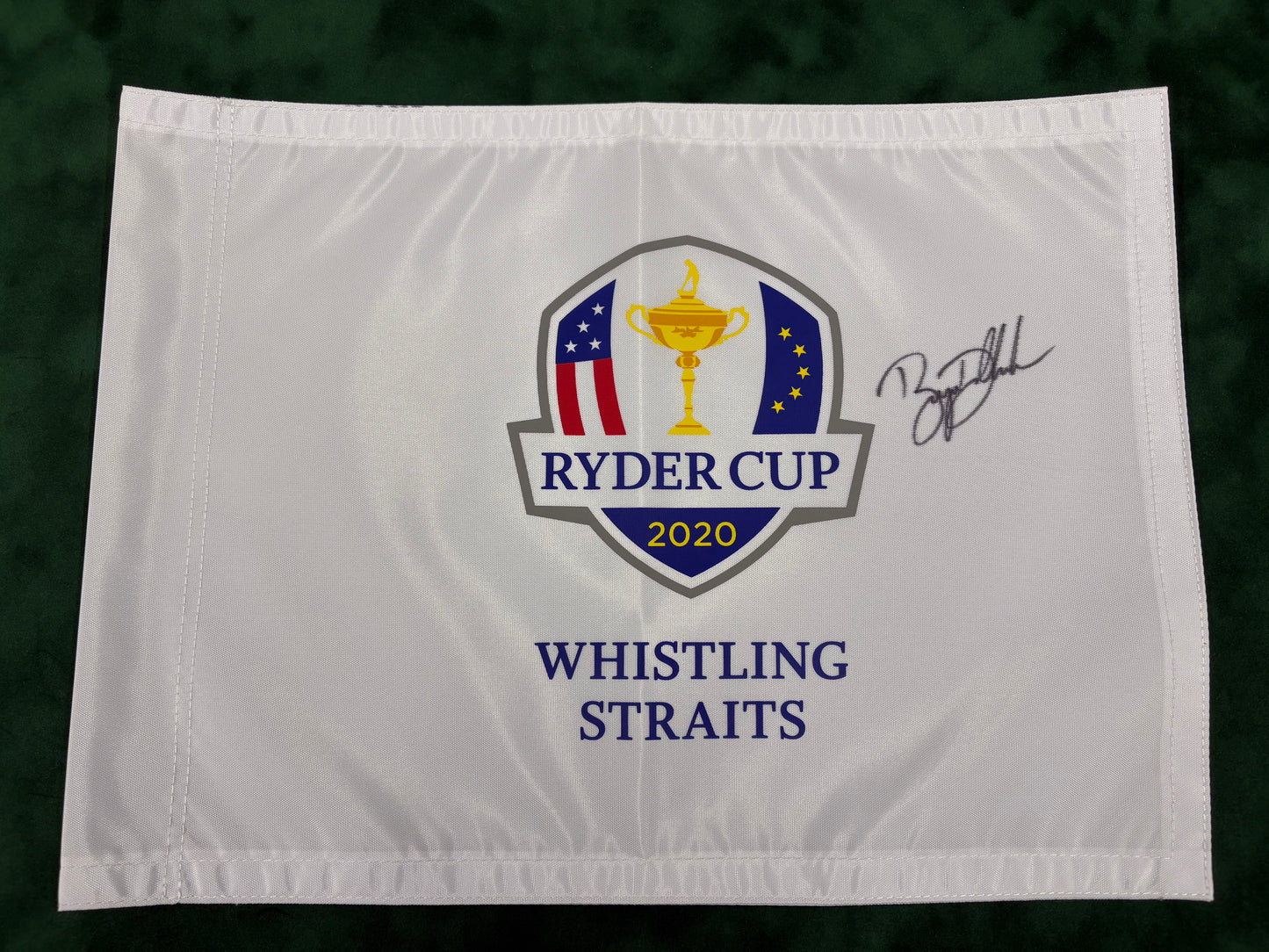 Bryson DeChambeau Signed 2020 Ryder Cup at Whistling Straits Golf Flag + Cert