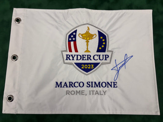 Luke Donald Captain Signed 2023 Ryder Cup at Marco Simone Embroided Golf Flag + Cert