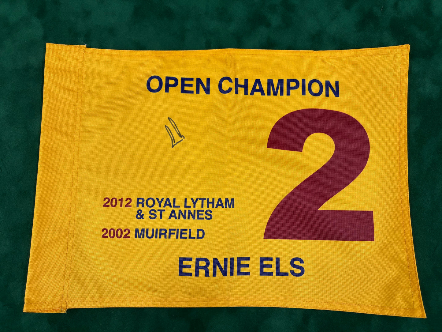 Ernie Els Two-Time Open Champion Signed Golf Flag + Dealer COA