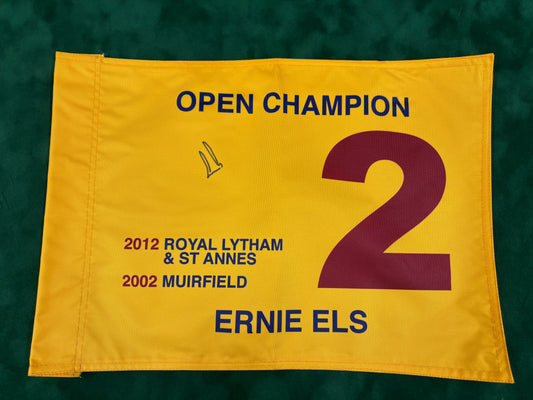 Ernie Els Two-Time Open Champion Signed Golf Flag + Dealer COA