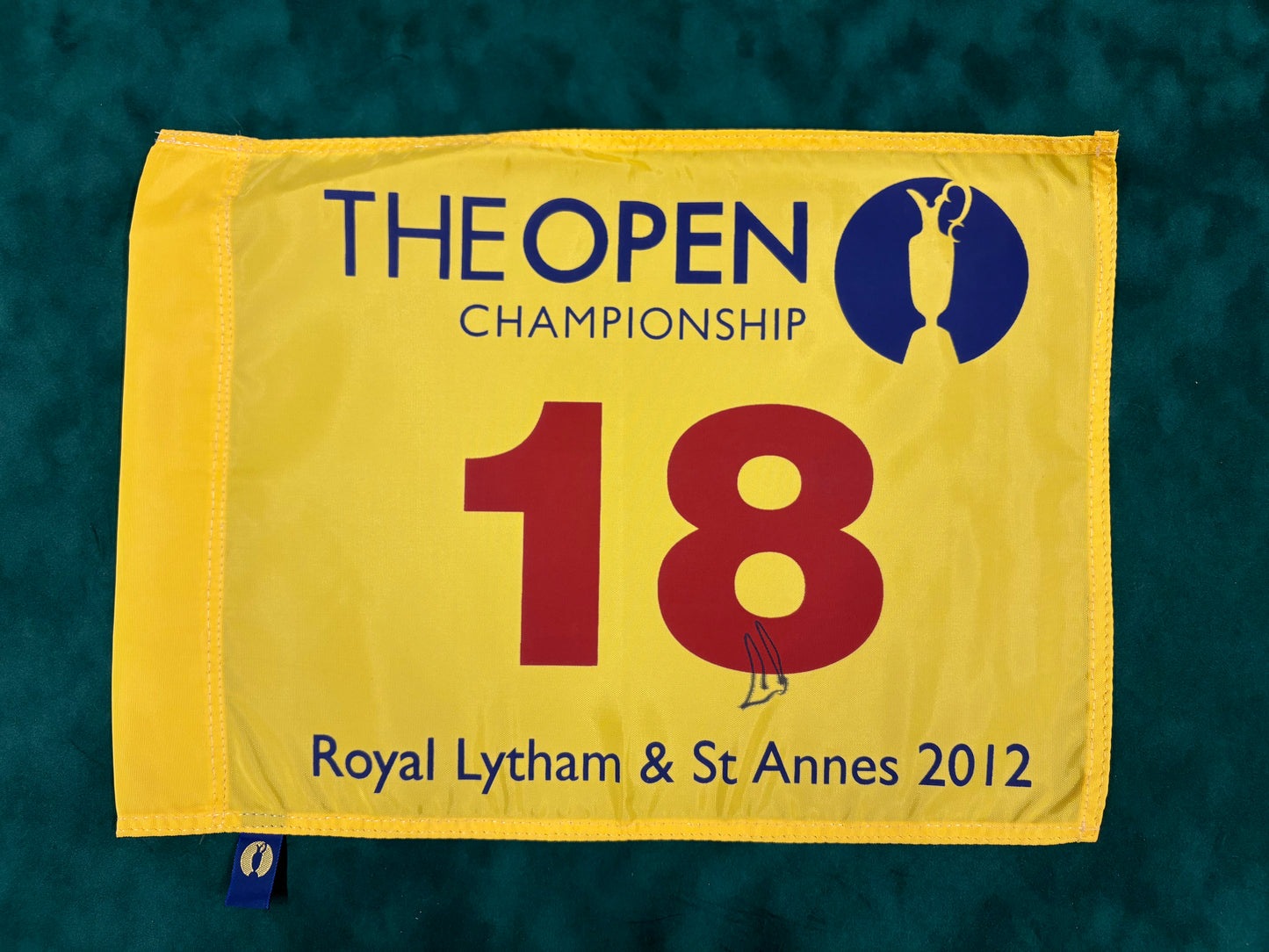 Ernie Els Signed 2012 Open at Royal Lytham & St Annes Golf Flag + Dealer COA