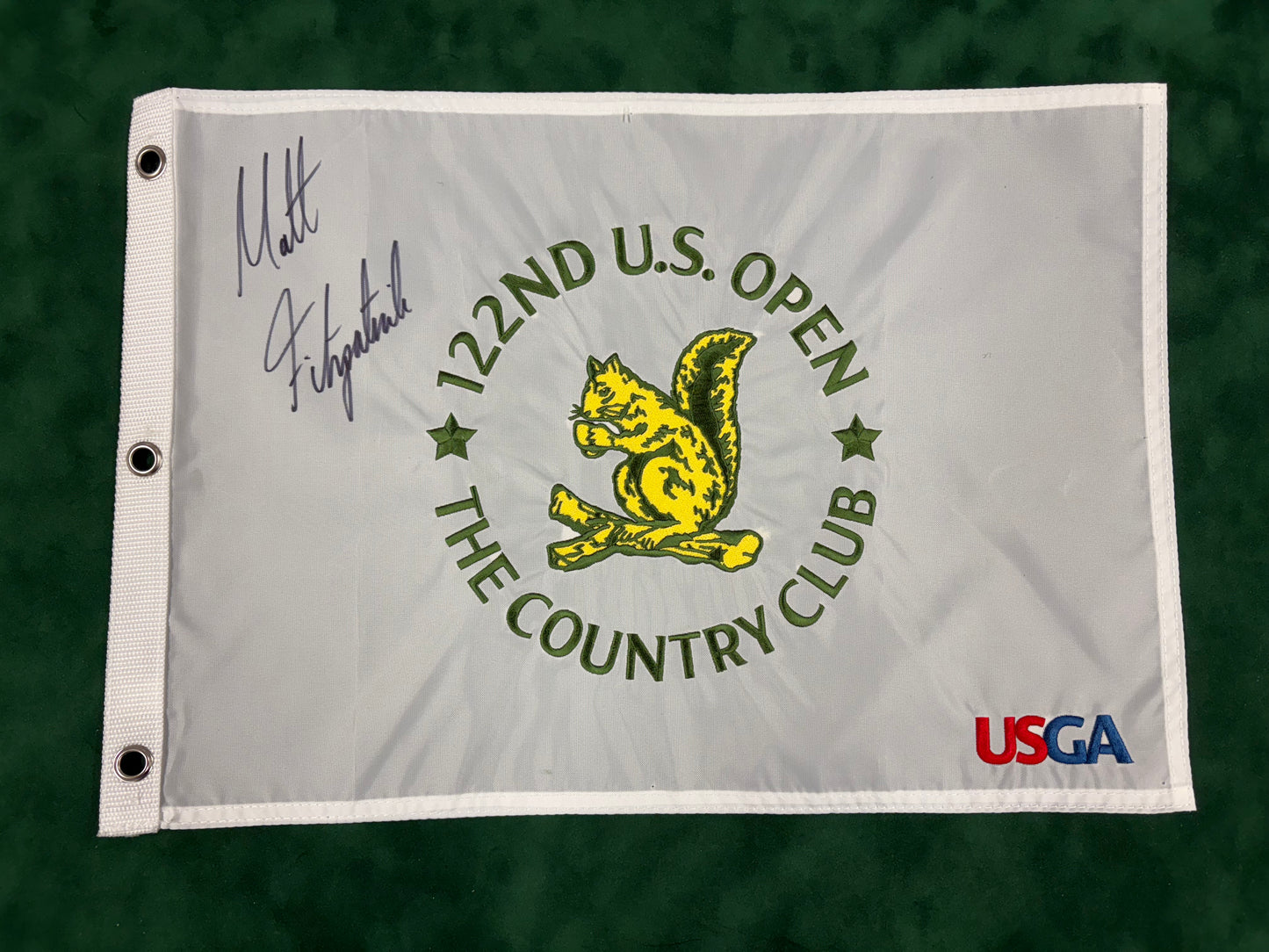 Matt Fitzpatrick Winner Signed 122nd US Open at The Country Club Golf Pin Flag + Dealer COA