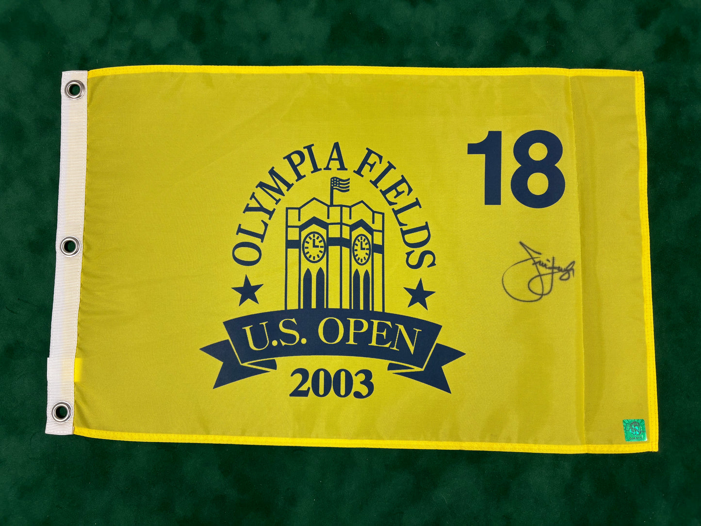 Jim Furyk Winner Signed 2003 US Open at Olympia Fields Golf Pin Flag + Dealer COA GJA