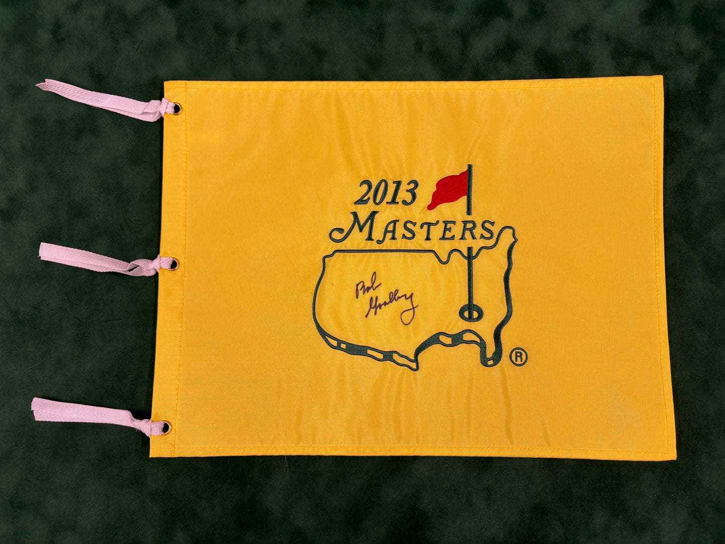 Bob Goalby Signed 2013 Masters Golf Pin Flag + Dealer COA